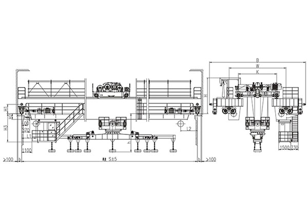 下旋轉伸縮掛梁電磁橋式起重機