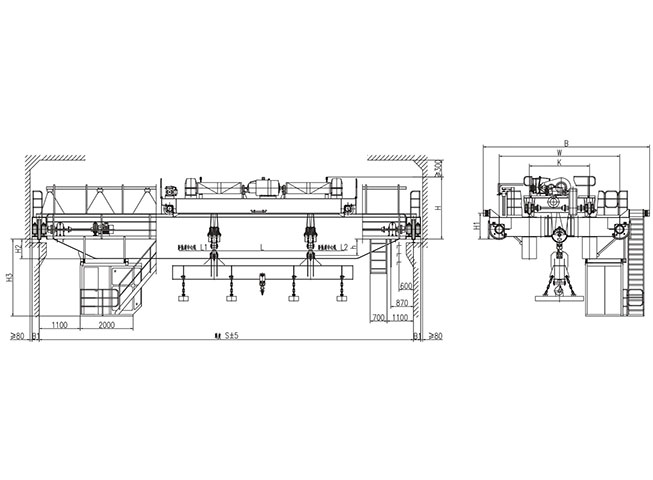  40t電磁掛梁橋式起重機（掛梁平行主梁）